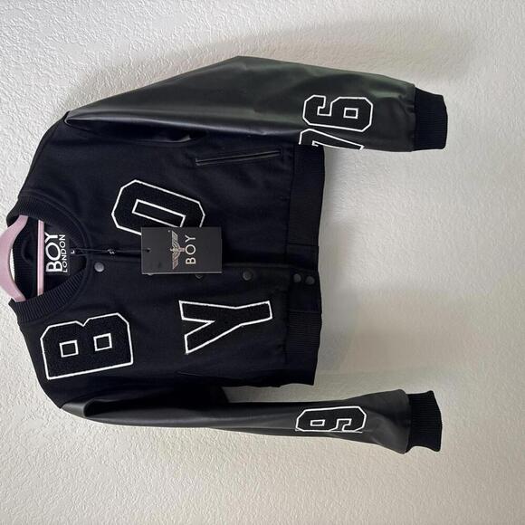 Jackets & Blazers - NWT UNISEX BOY London Black and White Varsity  Cropped Jacket Size Large